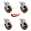 Service Caster 5 Inch High Temp Phenolic Wheel Swivel Top Plate Caster Set with Brake SCC SCC-20S514-PHRHT-TLB-TP3-4
